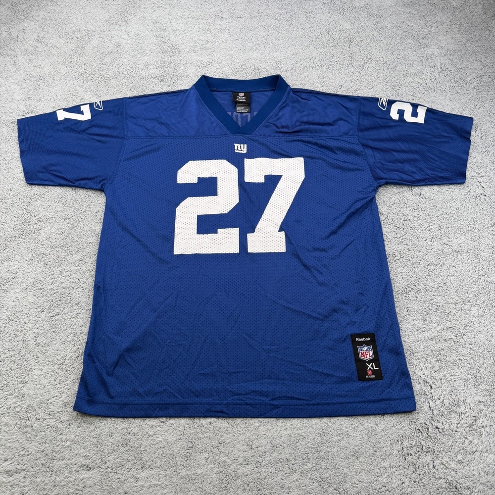New York Giants Jersey Youth XL Blue NFL Football Brandon Jacobs #27 Reebok VTG
